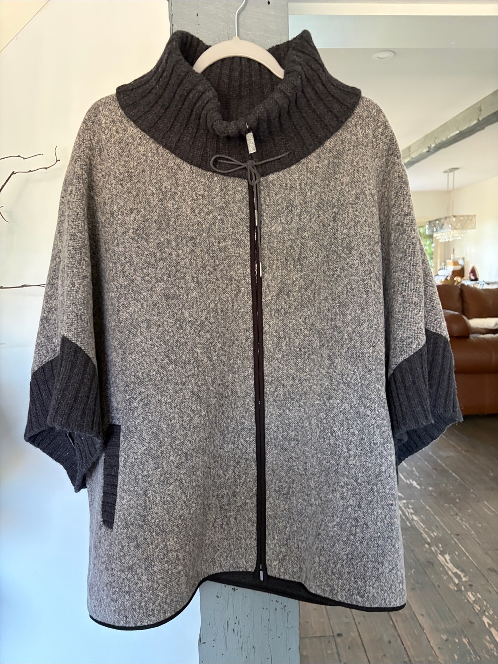 Gray Two-Tone Zip Front Women's cape BY FABIANA FILIPPI